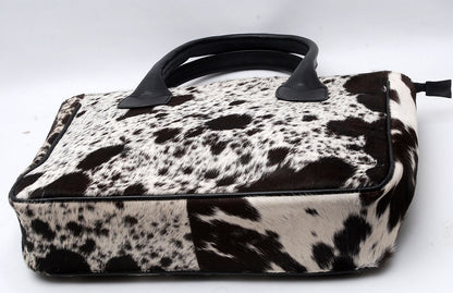 New Hair On Cowhide Black White Tote Purse