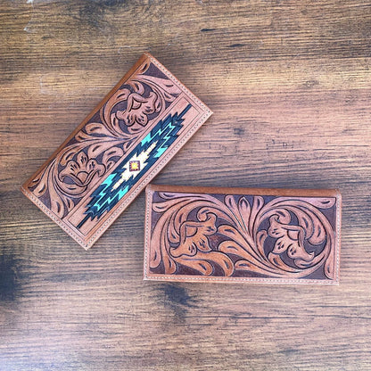 Hand Tooled Engraved Wallet Bifold