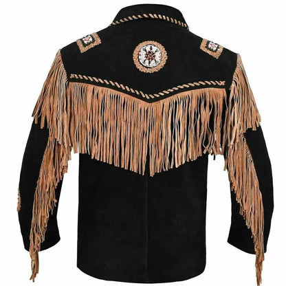 Men's Western Fringe Suede Jacket Native American