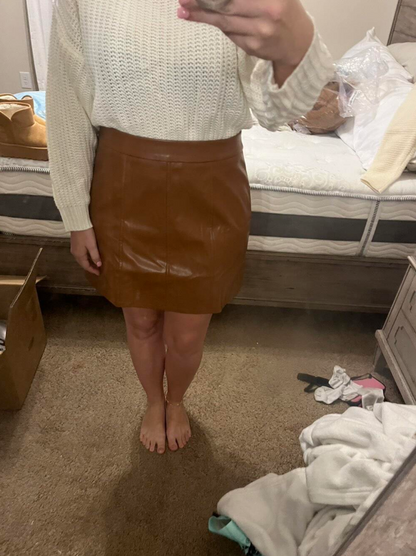 Women's Genuine Leather A-Line Mini Skirt