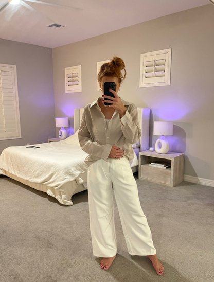 Women's White Wide-Leg Trousers