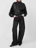 Women Leather Oversized Jacket Retro Stand Collar Motorcycle Coat