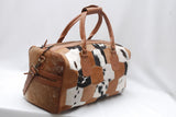 Natural Cowhide Leather Patchwork Duffle Bag
