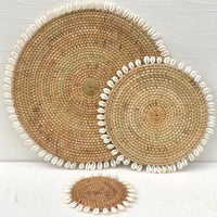 Round Woven Rattan Shell Placemats