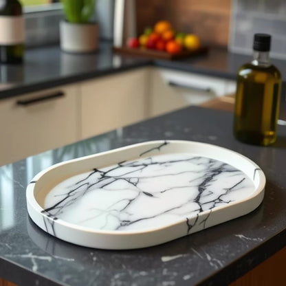 Marble Vanity Tray Oval Decorative Storage Plate