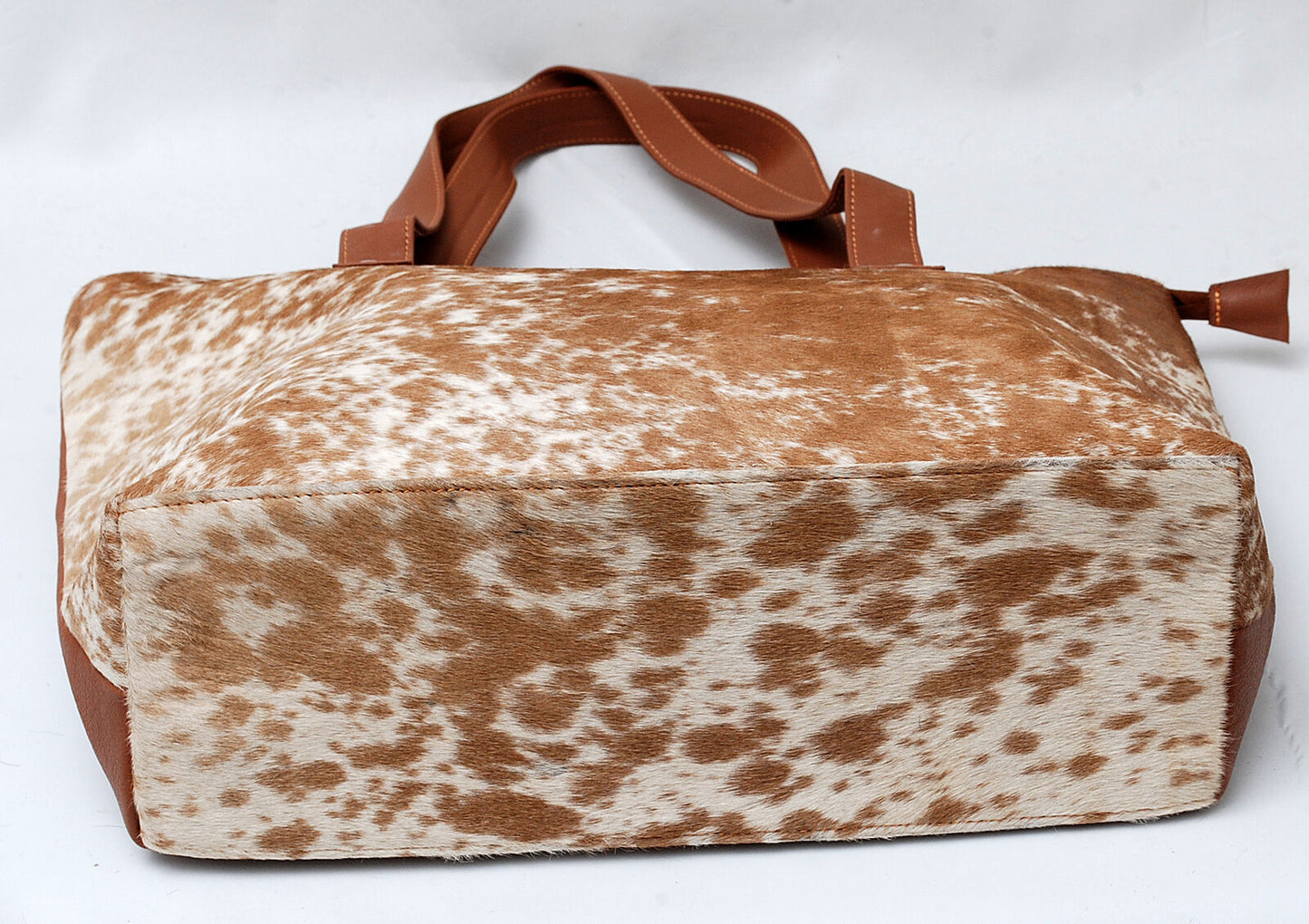 Brown White Hair On Cowhide Shoulder Bag