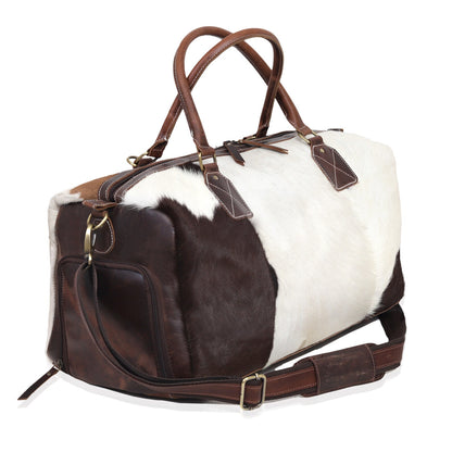 Tricolor Cowhide Duffel Bag With Shoe Compartment