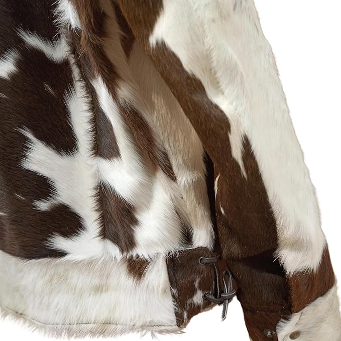 Faded Brown White Cowhide Fur Jacket