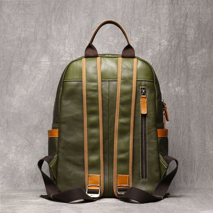 Green leather backpack rucksack