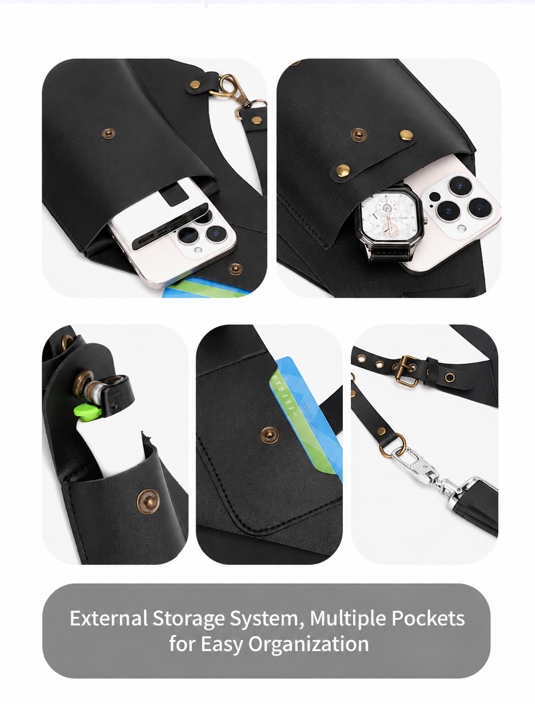 Men's Shoulder Holster Bag with Dual Utility Pouches and Adjustable Harness