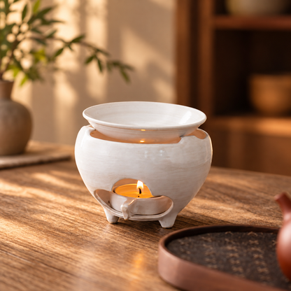 Ceramic Incense Burner with Candle Warmer Dish for Home