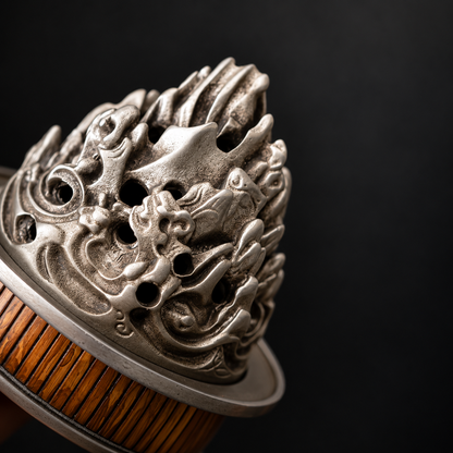 Incense Burner with Bamboo Alloy Detailing and Decorative Openwork Cover