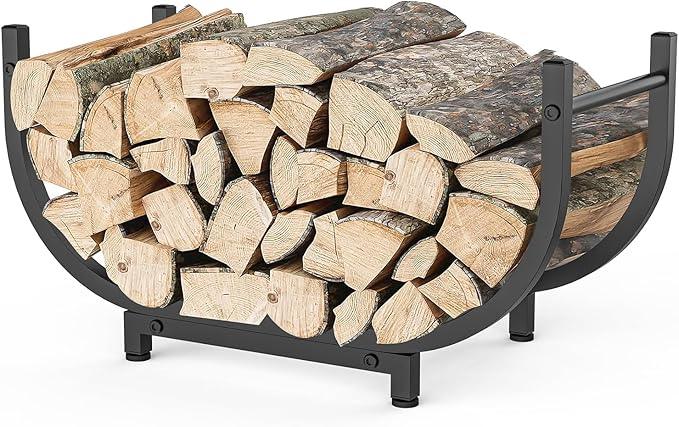 Firewood storage rack with carry handle