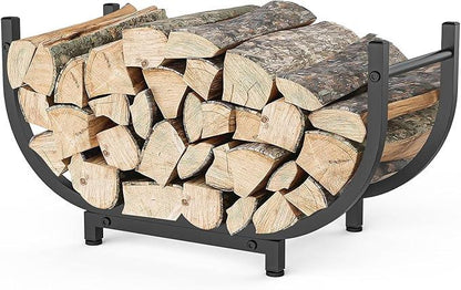 Firewood storage rack with carry handle