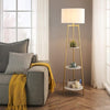 Boho Floor Lamp with Faux Marble Shelves for Living Room