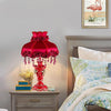 Red victorian wedding table lamp with beads