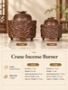 Copper Incense Burner with Crane Design and Decorative Pierced Lid