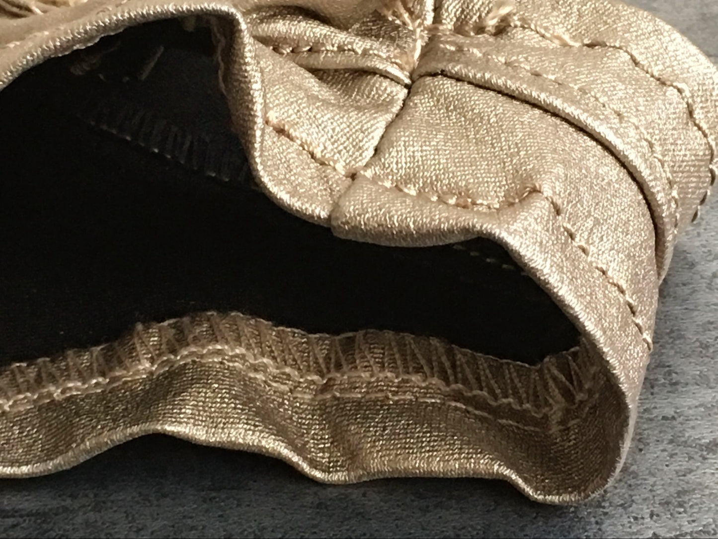 Gold shorts with low rise metallic faux leather fit