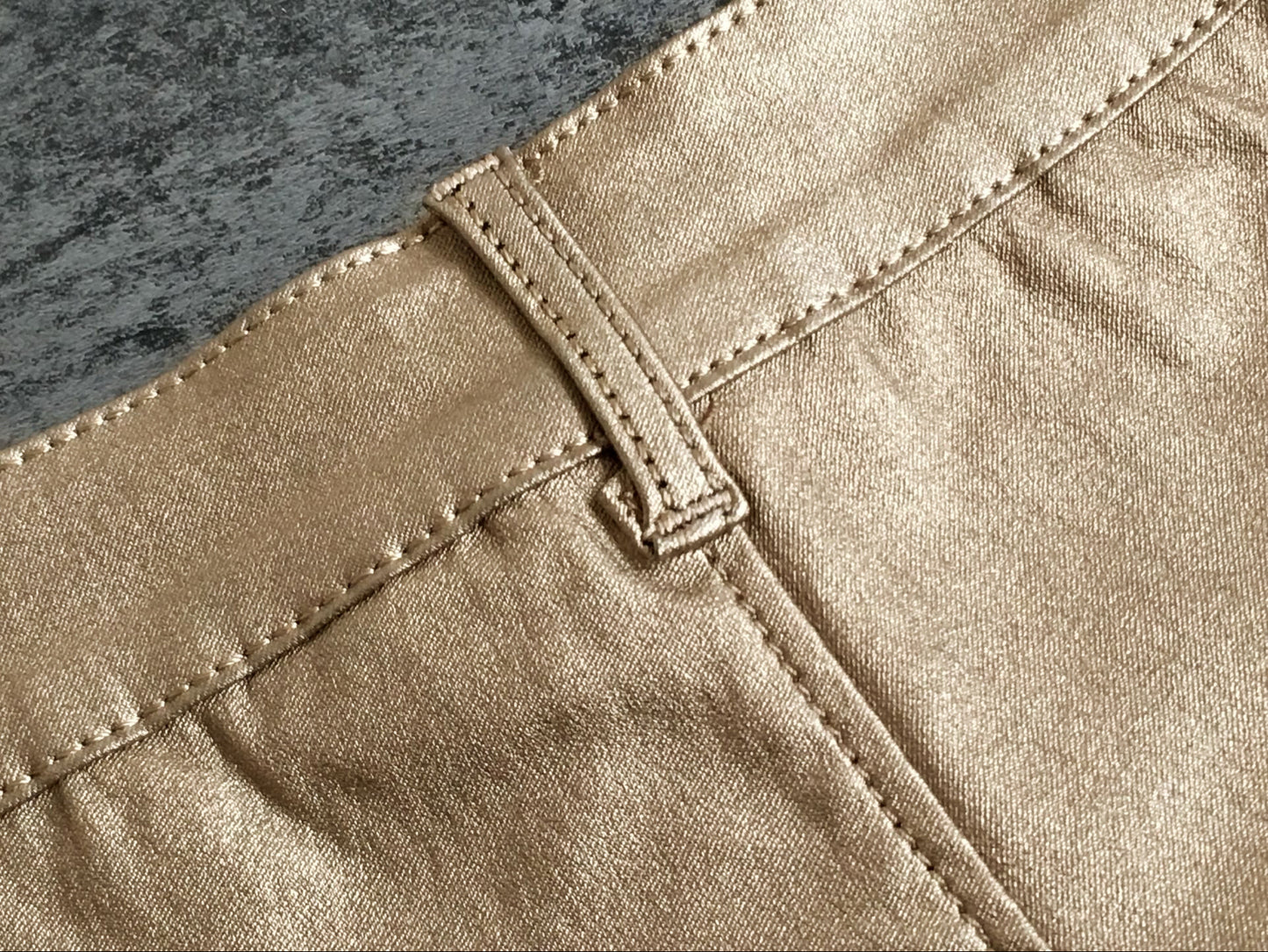 Gold shorts with low rise metallic faux leather fit