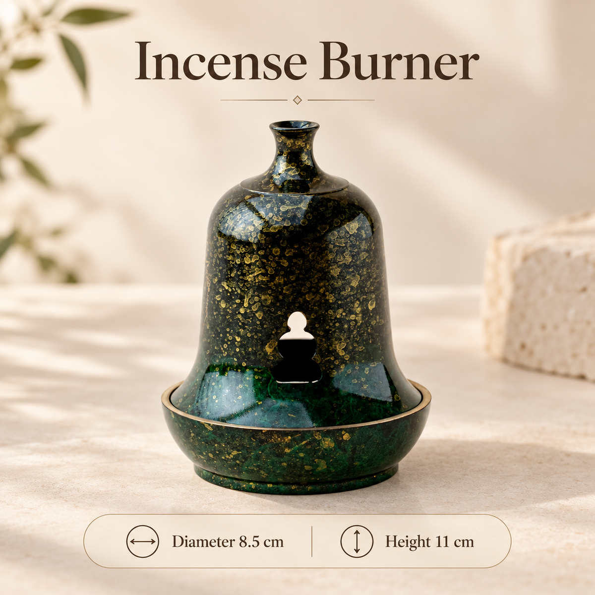 Coil Incense Burner with Removable Cover and Internal Mesh Tray 3