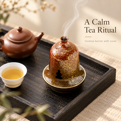Coil Incense Burner with Removable Cover and Internal Mesh Tray