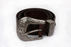 Embossed Genuine Leather Western Belt with Antique Buckle