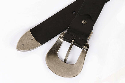 Embossed Genuine Leather Western Belt with Antique Buckle