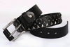 Black Genuine Leather Punk Belt with Rivets