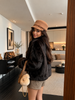 Rabbit Fur Jackets for Women Short Stand Collar Winter Coat