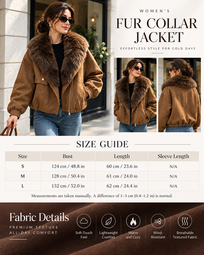Women’s Brown Fur Collar Bomber Jacket