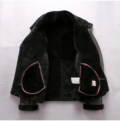 Men Sheepskin B3 Shearling Leather Aviator Flight Jacket