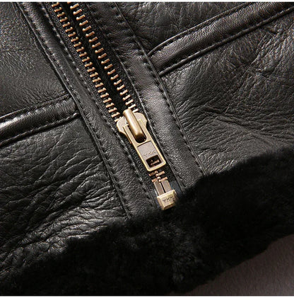 Men Sheepskin B3 Shearling Leather Aviator Flight Jacket