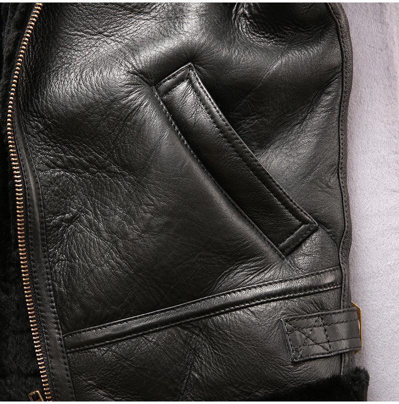 Men Sheepskin B3 Shearling Leather Aviator Flight Jacket