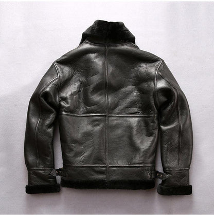 Men Sheepskin B3 Shearling Leather Aviator Flight Jacket