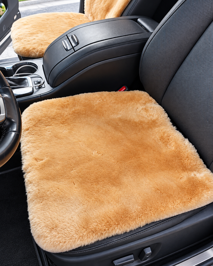 Genuine Sheepskin Car Seat Cover with Soft Tan Wool