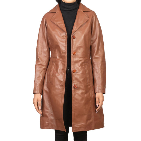 Genuine Leather Ladies Long Coat