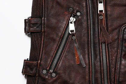 Men's Brown Genuine Cowhide Leather Vest