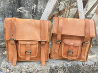 Real Vintage Brown Leather Motorbike Pouch Bags