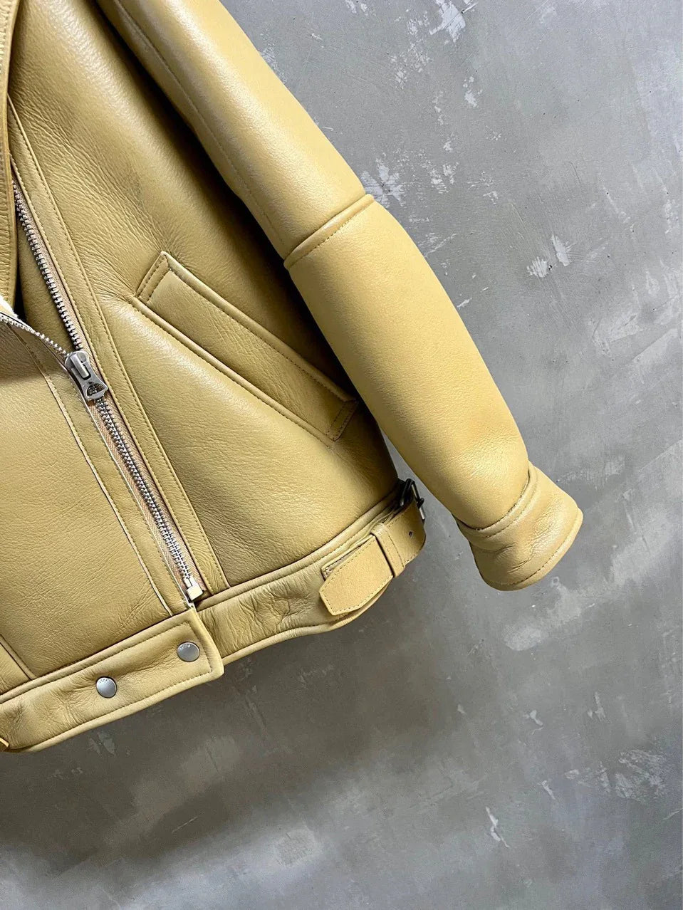 Women Shearling Leather Jacket Real Wool Lining