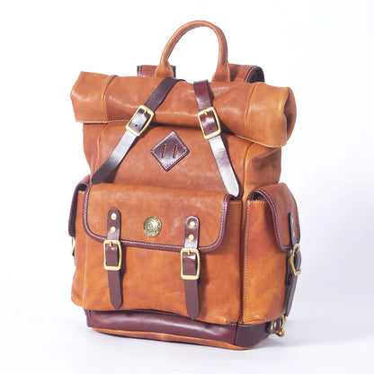 Genuine Leather Backpack Men Women Office Laptop Rucksack