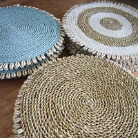 Natural Seagrass Placemats With Cowrie Shells