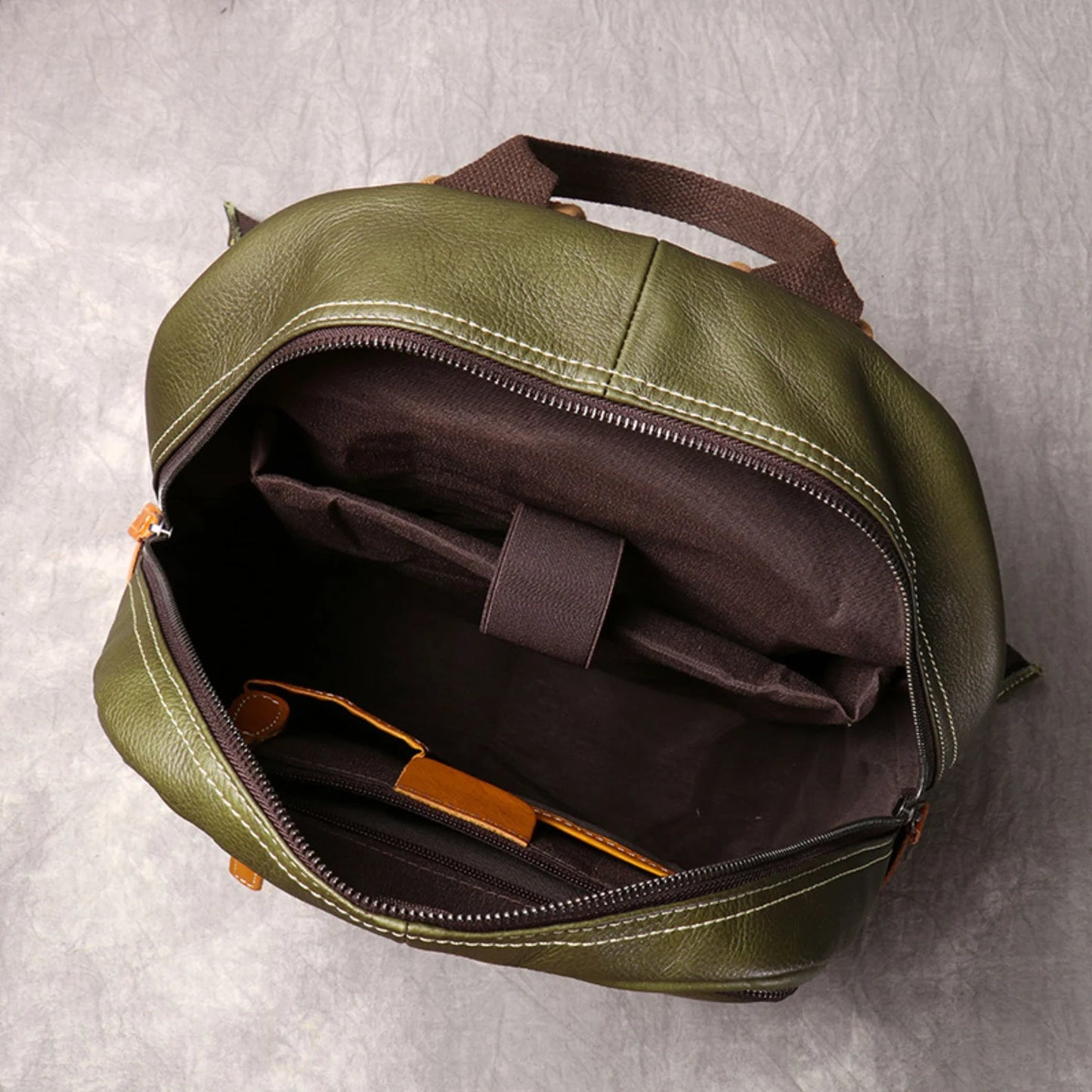 Green leather backpack rucksack