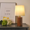 Vintage pleated wood column table lamp
