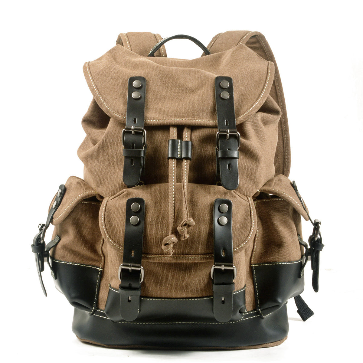 Vintage Canvas Backpack with Leather Trim for Everyday Travel 7