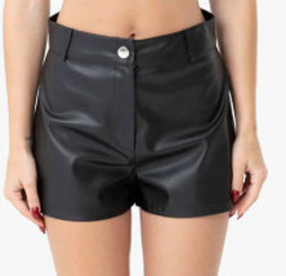 Genuine Leather High Waist Shorts