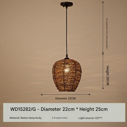 Bamboo woven pendant ceiling light shade 4 110V-120V For US CA