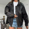 Oversized Leather Jacket Black
