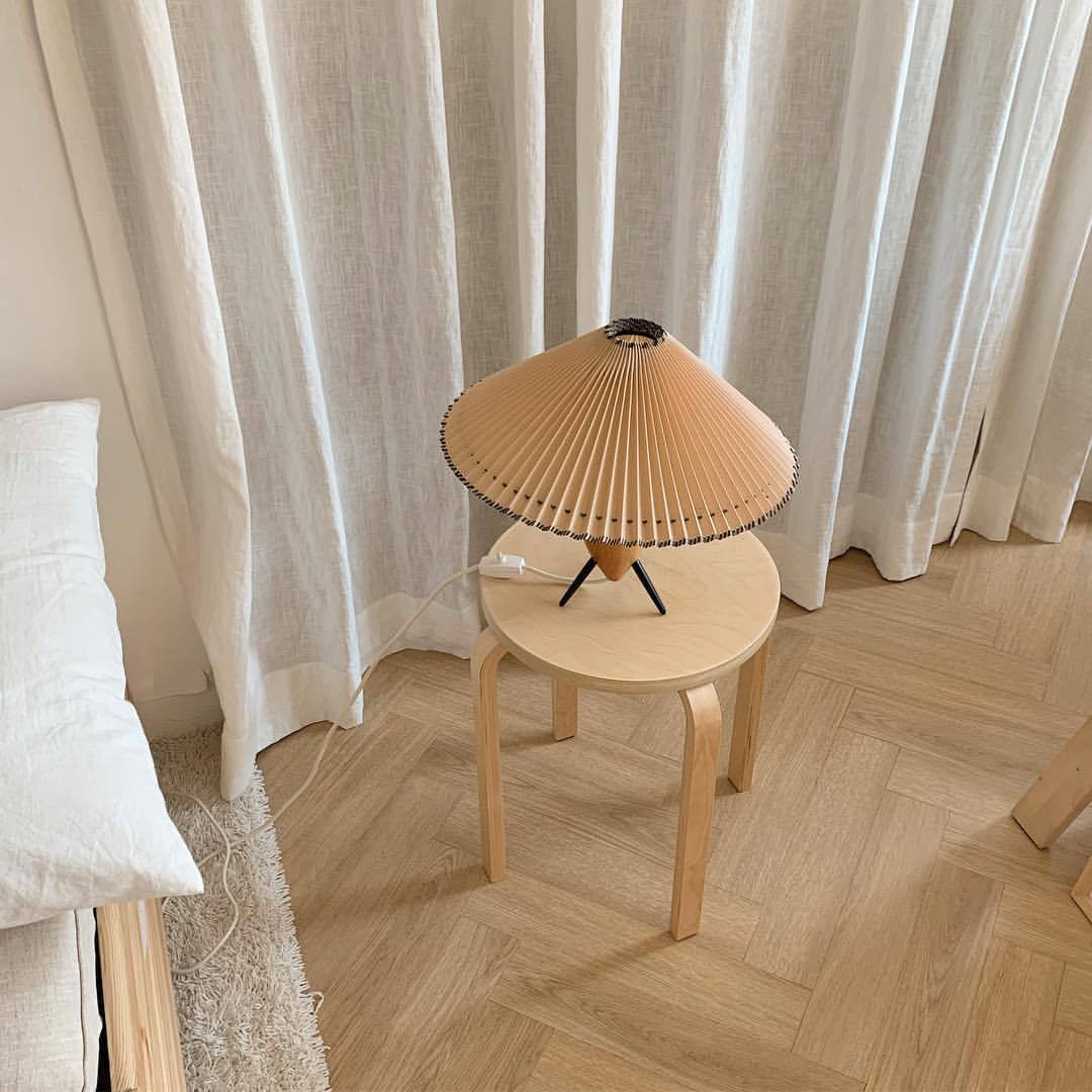 Medieval Origami Boho Table Lamp with Wooden Base