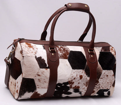 Natural cowhide duffel luggage bag