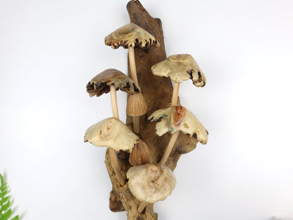 Handcrafted Wooden Mushroom Wall Decor